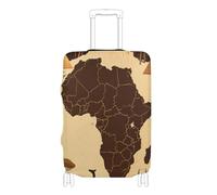 KLL Retro Continental African Brown Elastic cover for carry on luggage Dustproof carry on suitcase cover travel accessory Fit 18-32 Inch Luggage, retro continental African brown, S 18-20 in