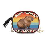 KLL Retro Don't Worry Be Capy West Crossbody Purse for Mens Beauty with Adjustable Strap Nylon Small Crossbody Phone Bag Walk the dog