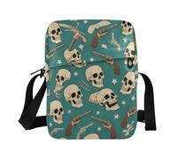 KLL Retro Western Cowboy Skull Green small messenger bag for men Vegan Leather Small Crossbody Bags For Women Casual Shoulder Hand Bag For Woman