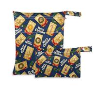 KLL reusable diaper wet bag 2 Pack diaper bag essential items with handles for daycare, beach (Merry Christmas Gold Tarot Cards)