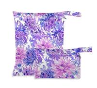 KLL reusable laundry bag 2 Pack travel essentials for baby with handles for baby diapers, daycare (Bloom Flower Chrysanthemum Adventure Lavender)