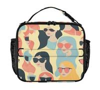 KLL Reusable Lunch Tote Bag Waterproof Girls Lunch Boxes with Handle Meal Containers for Work Office Cartoon Color Fashion Characters