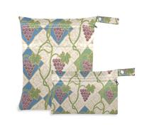 KLL reusable waterproof dry bag 2 Pack travel essentials for babies with handles for gym, pool (Grapes Indian Style)