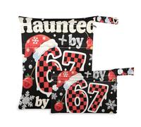 KLL reusable wet dry bag for breast pump parts 2 Pack travel essentials for flying with handles for yoga, gym (Haunted by Six Seven)