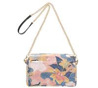 KLL Rich Chinese Watercolor Flowers Fashion Small Crossbody Bags For Women Vegan Leather Purse For Teens Zip Shoulder Crossover Bag