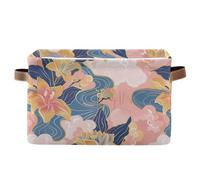 KLL Rich Chinese Watercolor Flowers storage baskets, collapsable and waterproof storage bin with sturdy handle tubs canvas canvas set of 2 for rv rv gadget