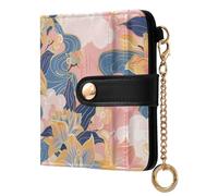 KLL Rich Chinese Watercolor Flowers Women's Leather Folding Wallet Unique PU Leather Bifold Wallet for Women Girls