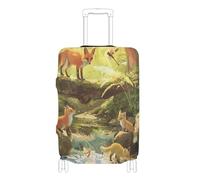 KLL River Fox Playing Elastic travel luggage cover protector Washable suitcase cover travel essentials Fit 18-32 Inch Luggage, river fox playing, XL 29-32 in