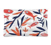 KLL Rosemary Fish Salmon Washable Pet Mattress Soft Comfortable Anti-Slip Bottom Pet Mat for Medium/Large Dogs 24" x 18"