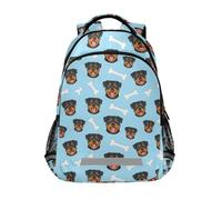 KLL Rottweiler Dog Faces Light Blue waterproof school backpack for kids with chest clip bookbags for child mochilas escolares para ni?as de 10 a?os
