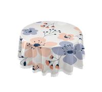 KLL Round Tablecloth 60 Inch Spring Flowers Small Floral Washable Wrinkle-Free Lace Table Cloth Heat Resistant Polyester Table Cover for Kitchen Wedding Party Dining Decor