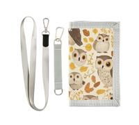 KLL Safari Woods Owls Autumn Trifold Wallet for Men Bifold for Womens Cool Sturdy Wallet with Lanyard