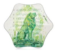 KLL Sage Green Lion Music Notes Sheet Music Illustration Art Toddler boys and girls umbrellas age 3-8 UV Resistant Travel Umbrella with Reflective Strip (scenario) with Easy-Grip Hook Handle for