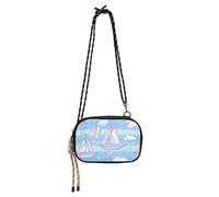 KLL Sailboat Island Cartoon Rainbow Color Cross Body Bag Womens Trendy with Credit Card Slots Small Black Purses Have a meal
