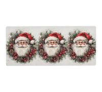 KLL Santa Claus on A Wreath Watercolor multifunctional desktop Mouse Pad for rest wearable keyboard Mouse Mat 31.5 x 11.8in