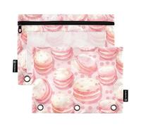 KLL Scarlet Macarons Modern Pencil Bags Soft Pencil Case for 3 Rings Binder Bag with Binder Holes for Office Home Travel Cards Storage Container