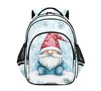 KLL School Backpack for Boys Girls School Bag Childs Travel Back Pack Cute Gnome Winter Snow Holly Berries