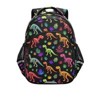 KLL School Backpacks for Girls Boys Students Bag Pack for School Children Casual Day pack Neon Dinosaur Skeleton Pattern