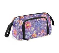 KLL School Pencil Case Large Capacity Pencil Carrying Case with Compartment Pencil Case with Zipper for Teen Girls Travel Happy Various European Summer Blossoms