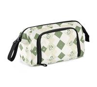 KLL School Pencil Case Large Capacity Pencil Case Zipper Multifunctional Extra Large Pencil Case for Nurse High School Green White Eucalyptus