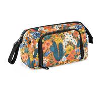 KLL School Pencil Case Large Capacity Pencil Holder Case Lightweight Pencil Case with Zipper for Boys Office Spring Flowers Cactus Bleeding Heart Hyacinth Orange