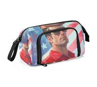 KLL School Pencil Case Large Capacity Stationery Bag Lightweight Case with Pencil Holder for Kids Kindergarten Americana Tough Guy