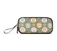 KLL Seamless Cute Childish Animals Nylon Large Pencil Bag for Boys Large Capacity College Pencil Case Stationery Organizer for Middle School Woman