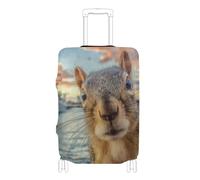 KLL Ship Squirrel America Elastic fabric luggage cover Scratchproof suitcases cover travel essentials Fit 18-32 Inch Luggage, ship squirrel america, M 22-24 in