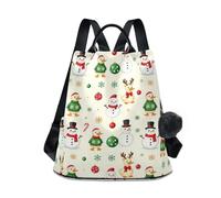 KLL Silly gooses Christmas Funny Snowman Fashion backpacks for college multipurpose waterproof backpack for women for Travel, Work, Everyday with Pom-pom keychain