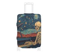 KLL Skeleton Play The Piano Starry Sky Elastic carry on luggage cover Washable suitcase covers travel essentials Fit 18-32 Inch Luggage, skeleton play the piano Starry Sky, M 22-24 in