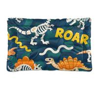 KLL Skull Dinosaur Roaring Orange Camouflage Washable Dog Sleeping Mattress Soft Anti-Slip Pet Bed for Large Jumbo Medium Small Dogs 24" x 18"