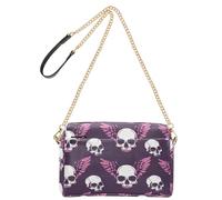 KLL Skulls Burgundy Fashion Crossbody Small Bag For Women Vegan Leather Womens Cross Body Purse Waterproof Shoulder Handbags