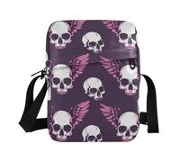 KLL Skulls Burgundy mens messenger bag Vegan Leather over the shoulder bags for men Shopping Shoulder Handbag