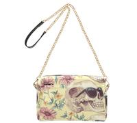 KLL Skulls Wearing Sunglasses Safari Fashion Small Crossbody Bag For Women Vegan Leather Cross Over Purse Waterproof Shoulder Hand Bag For Woman