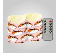 KLL Small Flickering LED Fake Candles Set of 2 Realistic Flicker Battery Candles for Church Fat Cat Cute