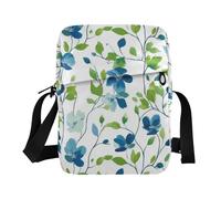 KLL Small Flower Vines Blue and Green men's messenger bag Vegan Leather cross body bag Casual Ladies Shoulder Handbags