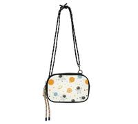 KLL Space Astronauts Planets Black Crossbody Bag Mens Waterproof with Credit Card Slots Black Handbag Have a meal