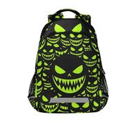 KLL Spooky Green monsters Face Halloween kids princess backpack with large books bag for high school mochila para ni?a