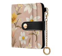 KLL Spring Flowers Lily Daisy Blush Ladies Lightweight Foldable Wallet Waterproof PU Leather Wallet for Women Girls