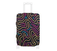 KLL Squiggly Line Elastic protective luggage covers Anti Scratch suitcase elastic cover suitcase protector Fit 18-32 Inch Luggage, squiggly line, L 26-28 in
