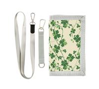 KLL St.Patrick Flowers Green Trifold Card Wallets for Men for Woman Minimalist Lighweight Slim Wallet with Lanyard