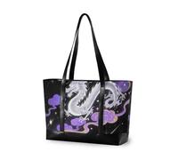 KLL Stars Purple Shining Dragon essentials computer bag for women with zipper teacher tote bag Large Handbag for Travel Pool Swim Beach Vacation Necessities with estuche para laptop 14