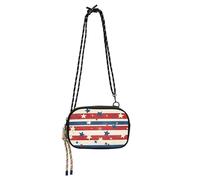 KLL Striped American Star Sling Purse Crossbody for Womens Waterproof with Credit Card Slots Small Shoulder Bag Date