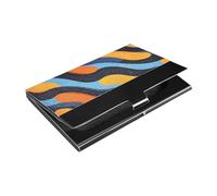 KLL Striped Pattern Wavy Lines Orange Ultra-Thin Business Card Holders with Leather & Stainless Steel Card Holder for Women or Men tarjetero para Hombres
