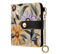 KLL Style Of Georgia O'keeffe Daisies Flowers Ladies PU Leather Bifold Wallet Portable PU Leather Bifold Wallet for Women Girls