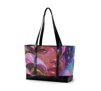 KLL Stylish African American Woman Pink Calla Lilies essentials bag for women with zipper large tote for nurse work with diaper maletines para mujer
