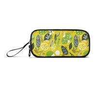 KLL Summer Cute Doodle Drawings Fantasy Lime Nylon Large Pencil Bag for Boys Large Capacity Zipper Pencil Case School Stationery for Office Nurse