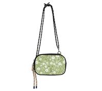 KLL Summer Green Little Flowers Anti Theft Crossbody Bag for Men Fashion with Adjustable Strap Mini Shoulder Bag Take a walk