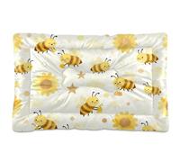 KLL Sunflower and Busy Bee Washable Pet Mattress Non-Slip Soft Comfortable Dog Crate Pad for Medium/Large Dogs 36" x 24"