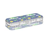 KLL Surfing Crocodiles Tropical Palm Tree Designed Plastic Pencils Box